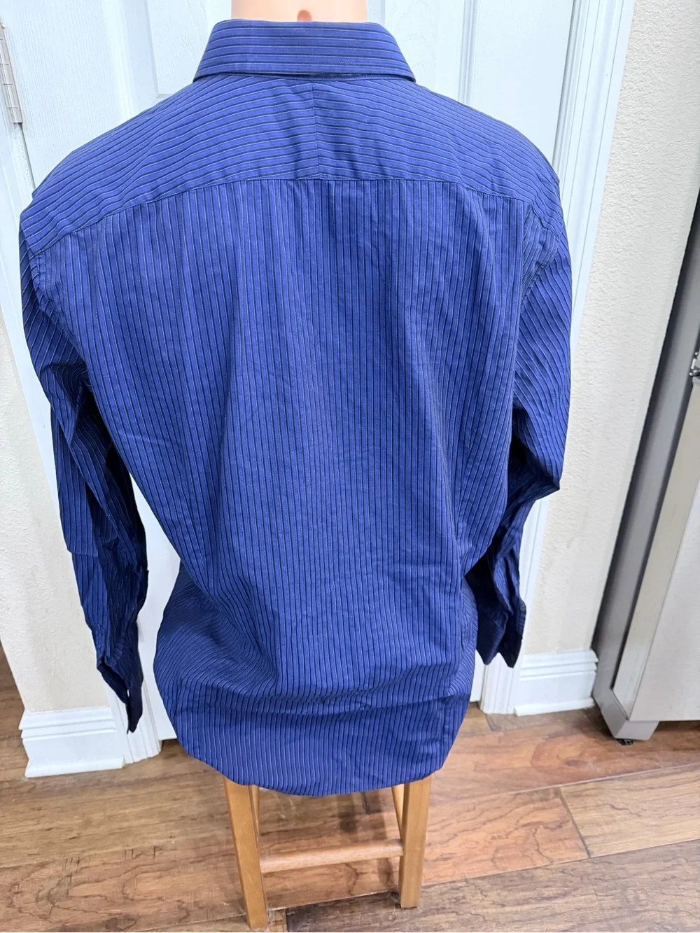 Banana Republic Shirt Mens Large Blue Striped Stretch Button Down Dress Shirt